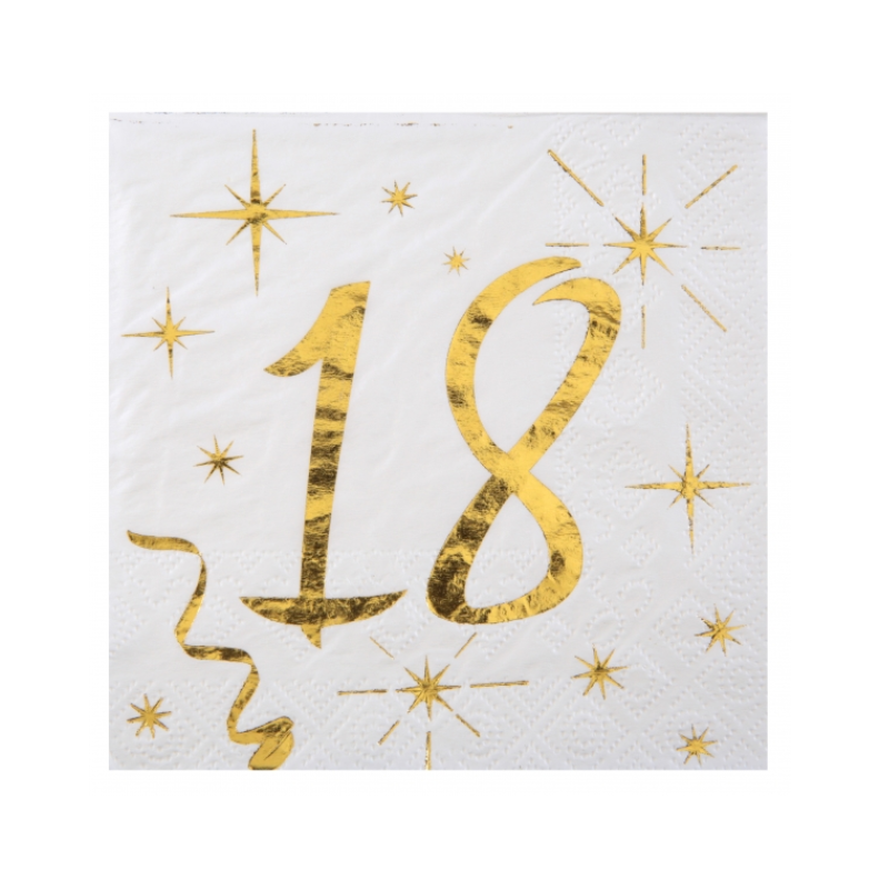 Serviettes 18 ans blanc et or