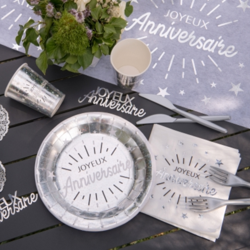 Gobelets d’anniversaire banc et argent gobelets anniversaire