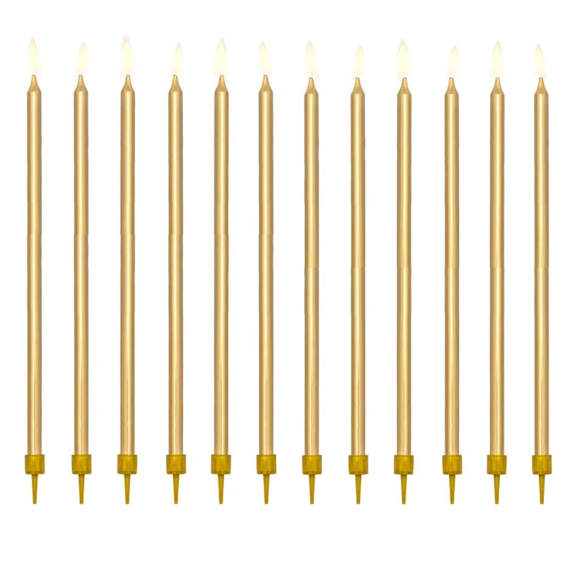 12 Bougies longues or