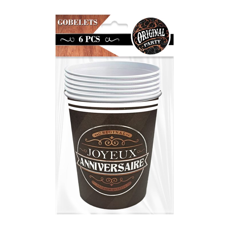6 Gobelets anniversaire original party