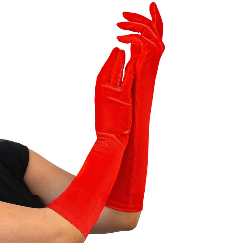 Gants en satin style Charleston rouge