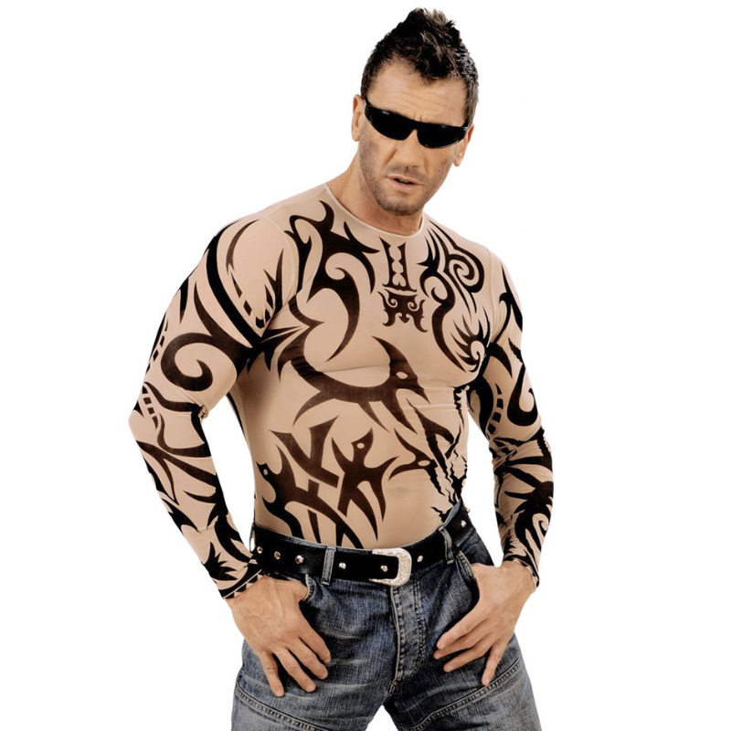 Teeshirt effet tatouage beige