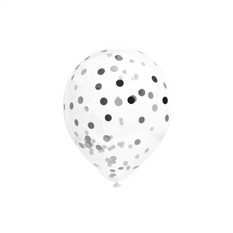 ballon transparent paillete argent