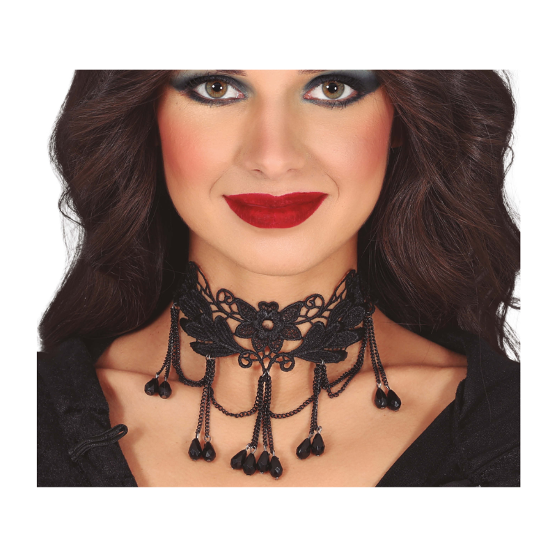 TOUR DE COU NOIR AVEC FLEURS