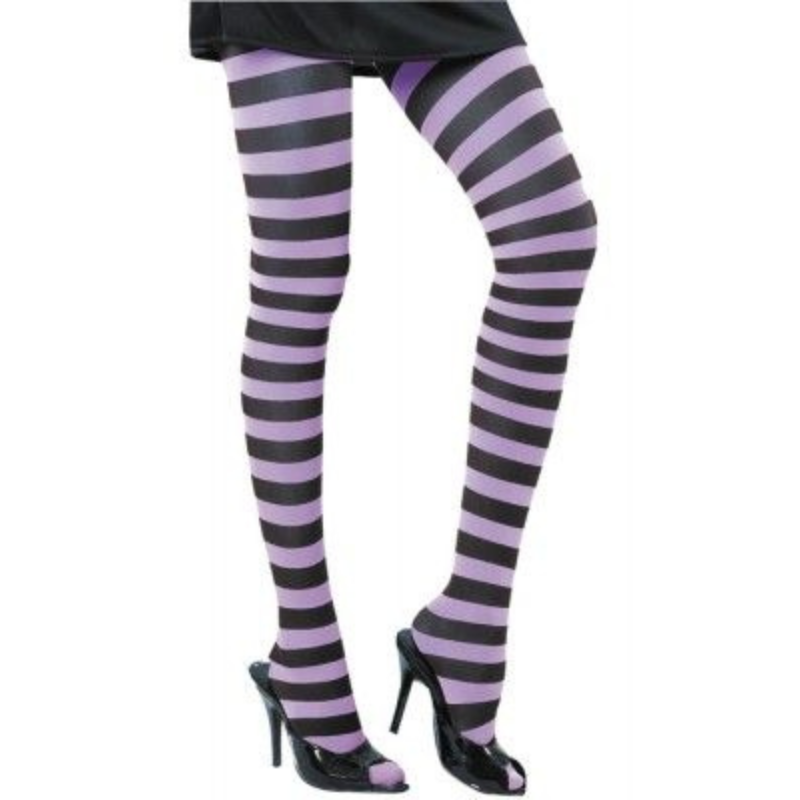 collants rayés noir/violet