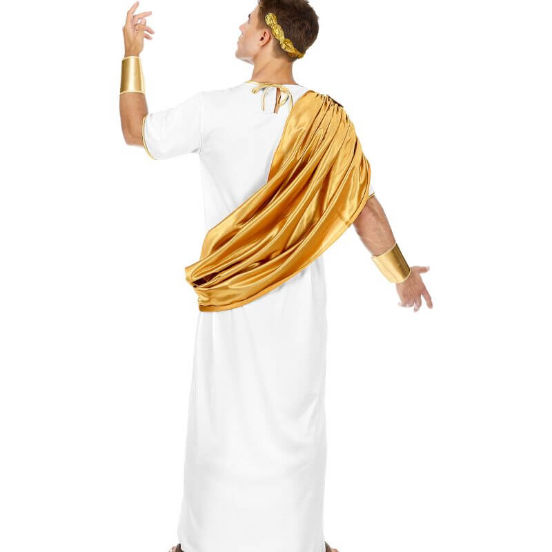 Toge Romaine pour Homme "César", comprenant une toge, une couronne de laurier et des manchettes.