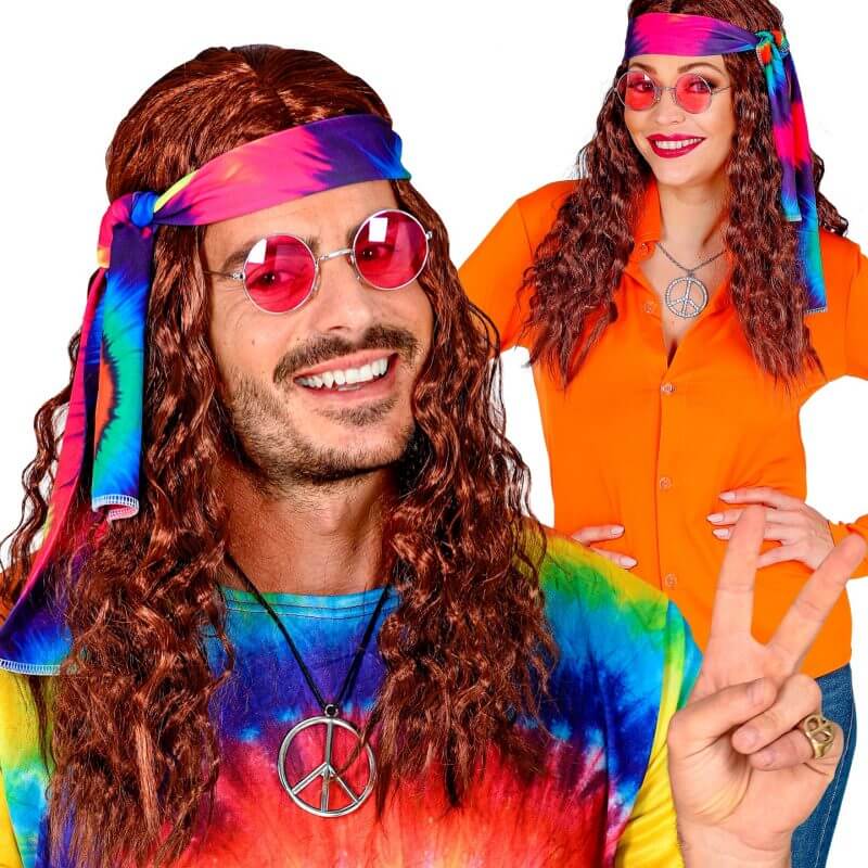 perruque hippie brune