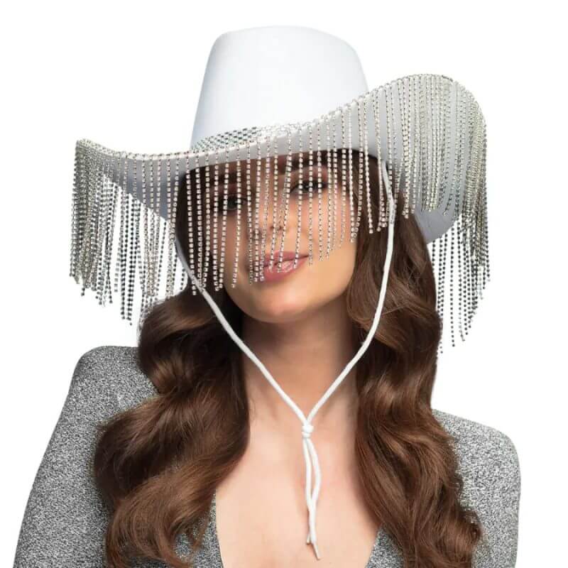 Chapeau de Cow-boy Showgirl blanc