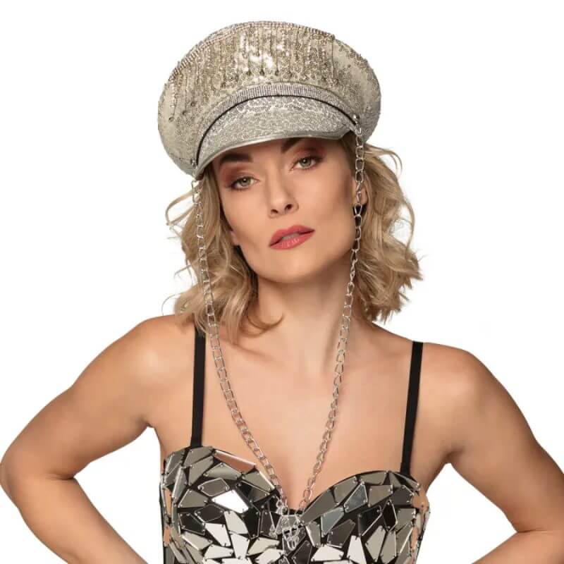 Casquette à Paillettes Argentées