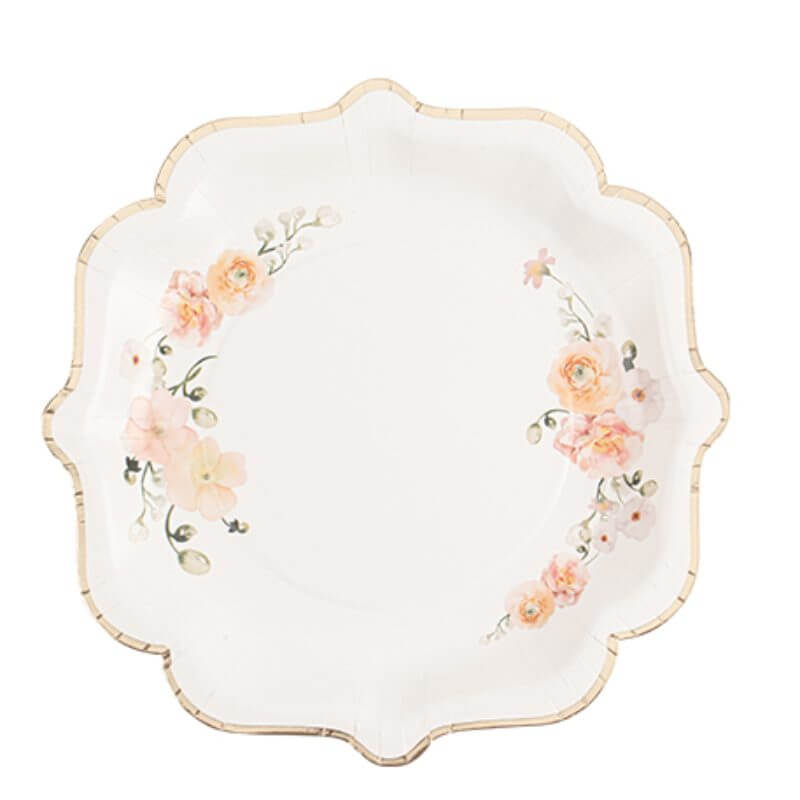 8 Assiettes Peachy Rose en carton